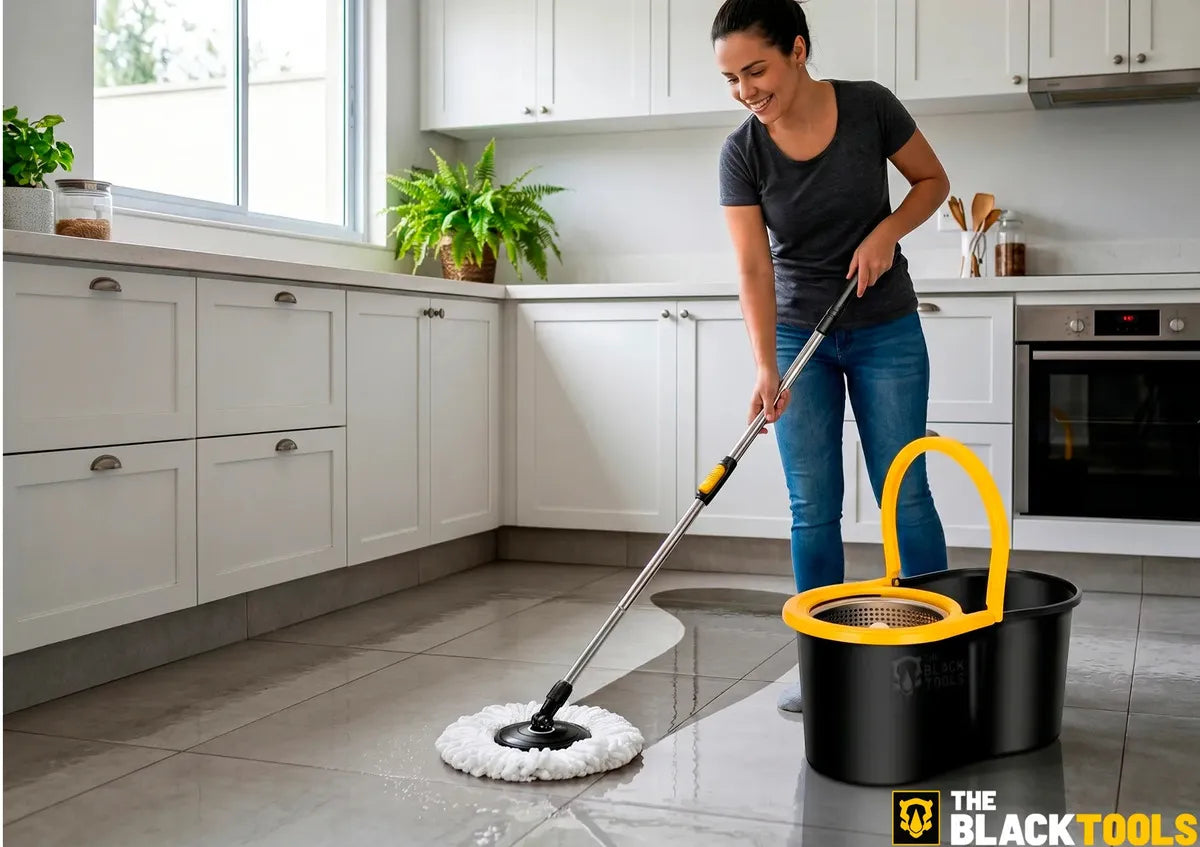 Mop giratorio 360 com Balde Inox de 8 Litros Black Tools