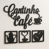 Kit Cantinho Do Café 4 Peças Decoração Cozinha Mdf 3mm