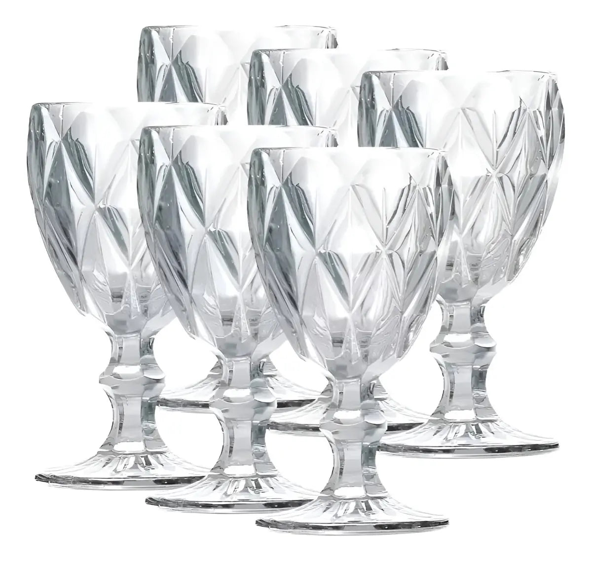 Jogo 6 Taças de Cristal 340ml Diamond Transparente