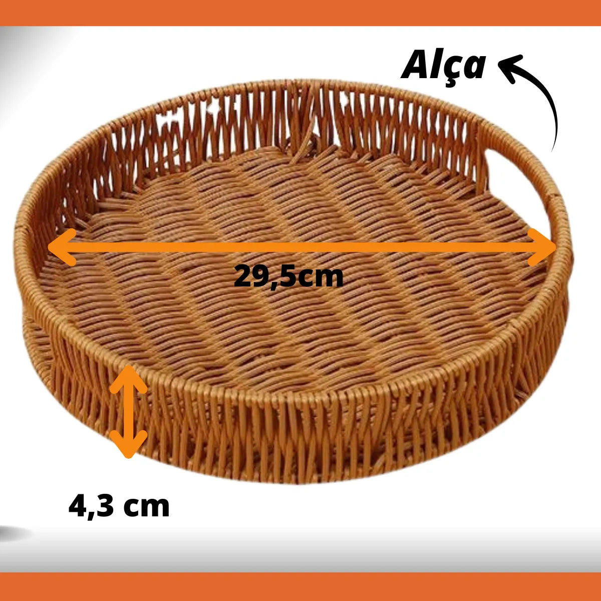 Bandeja Redonda Organizadora Decorativa Rattan Vime Café