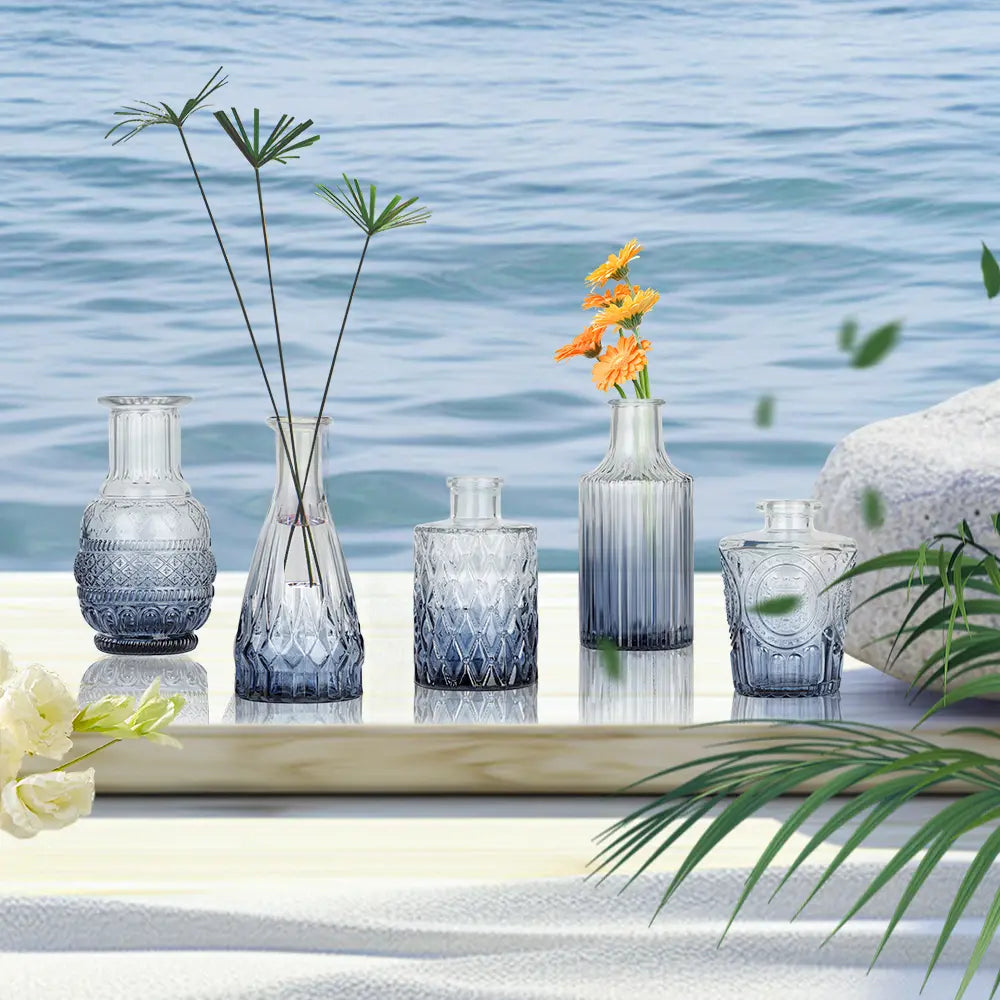 Kit 10 Vaso De Vidro Vintage Flores Decorativas