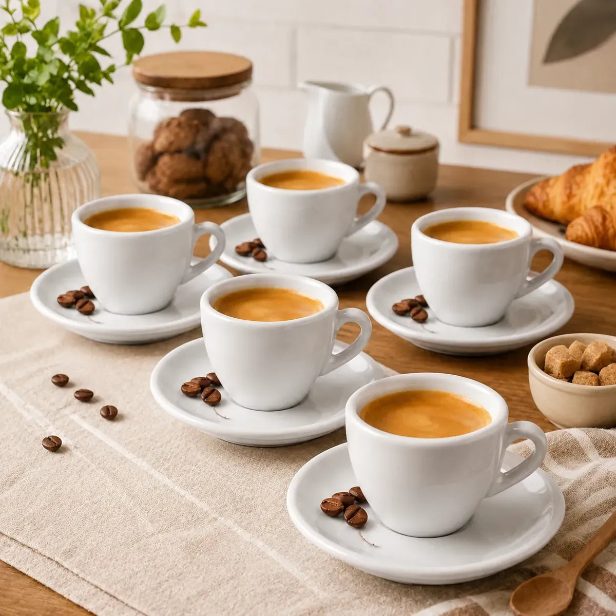 Jogo 12 Peças 6 Xícaras 6 Pires Café Chá Em Porcelana 150ml