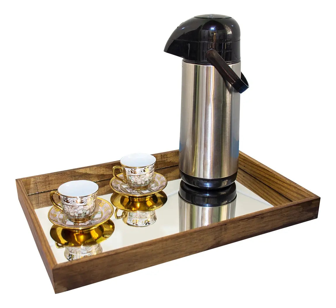 Bandeja Com Espelho Luxo Cantinho Do Café Grande 30x45cm